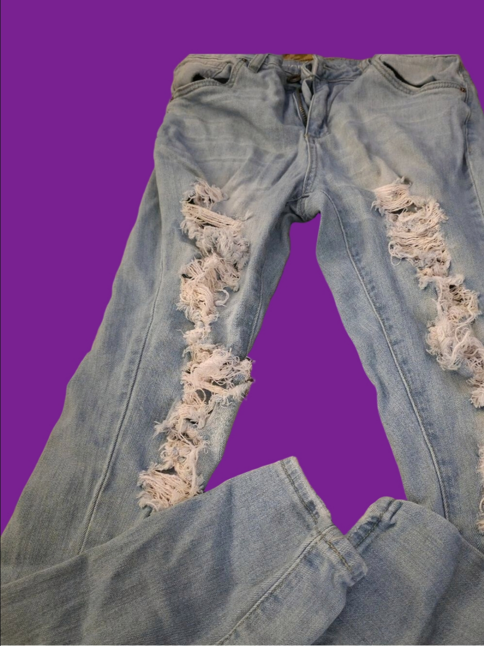 4/$67 Deal! Miami Light Blue Ripped Skinny Jeans for Women
